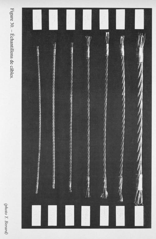 Samples of steel cable used by in oceanographic studies, photo credit Y. Berard, courtesy NOAA's digital collections. 